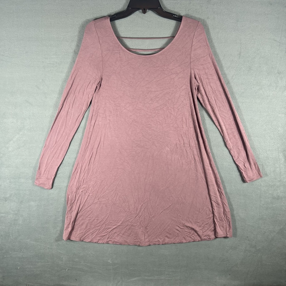 Garage Women's Mauve Pink Long Sleeve Strappy Back Knit‎ Mini Dress Size M/M